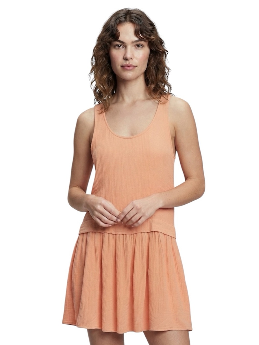 Wilfred NWOT Peach Pink Textured Rayon Mini Dress Size S